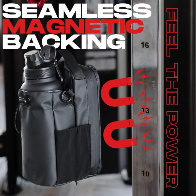 Magnetic Fitness Pouch for Gym - Large Capacity Water Bottle Holder & Crossbody Bag