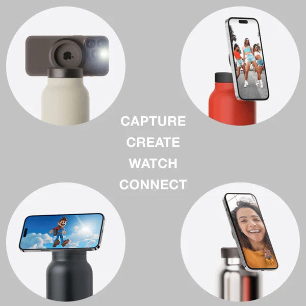 Insulated Stainless Steel Water Bottle with Magnetic Phone Holder - 24oz/32oz