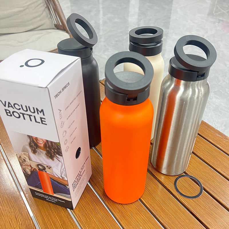 Insulated Stainless Steel Water Bottle with Magnetic Phone Holder - 24oz/32oz